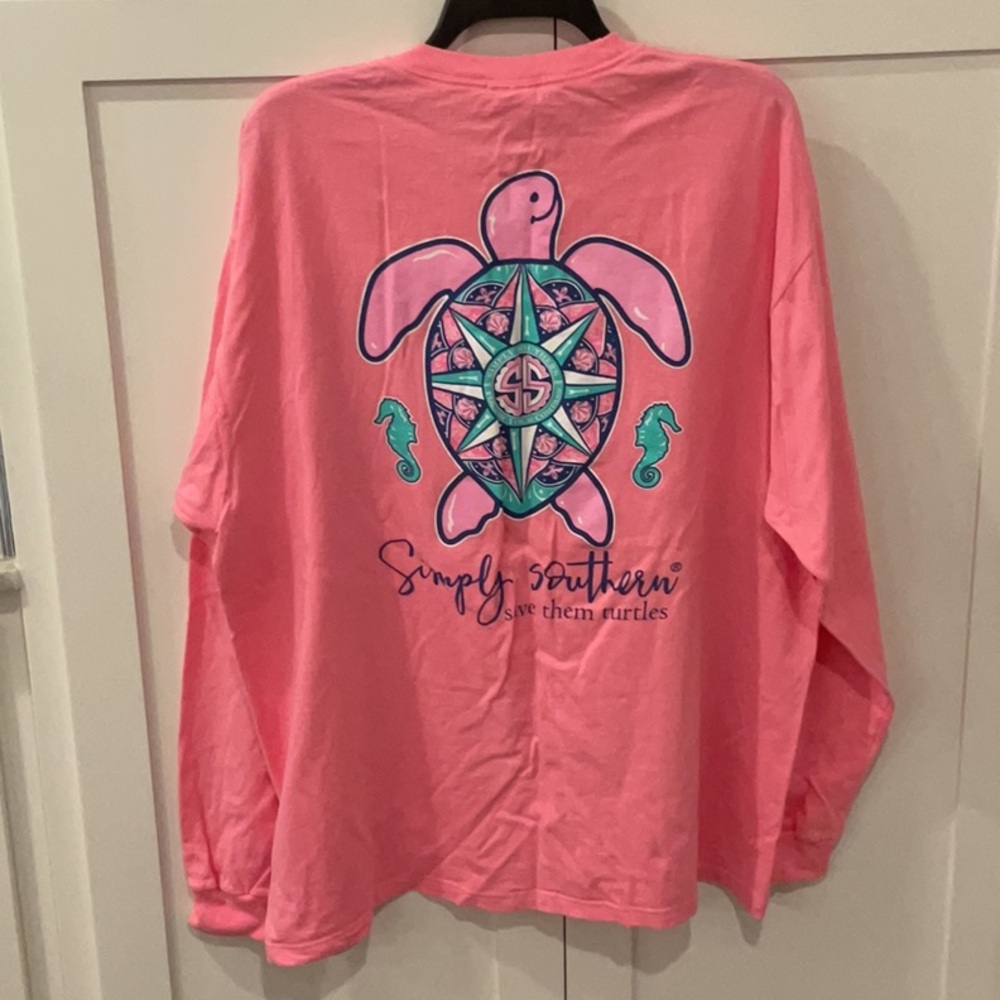 Simply Southern Bright Pink Long Sleeve Tee - Picture 3 of 4
